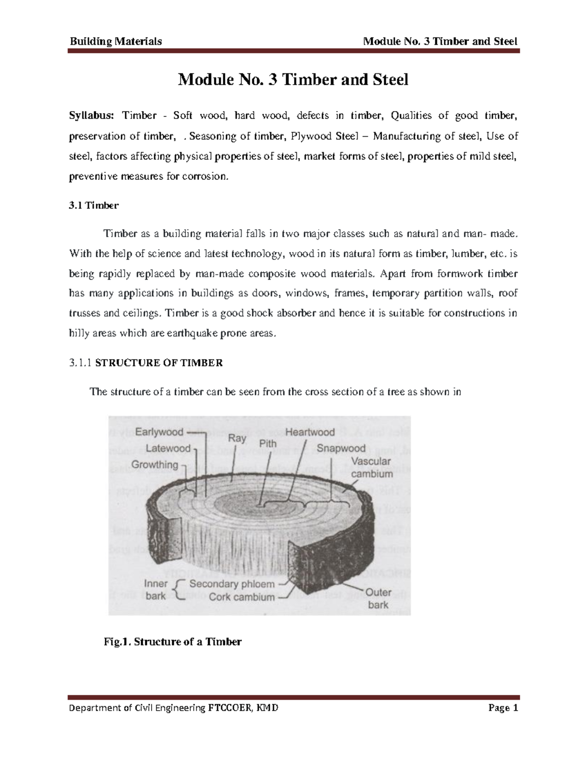 Building Materials Module No. 3: Timber and Steel Overview - Studocu