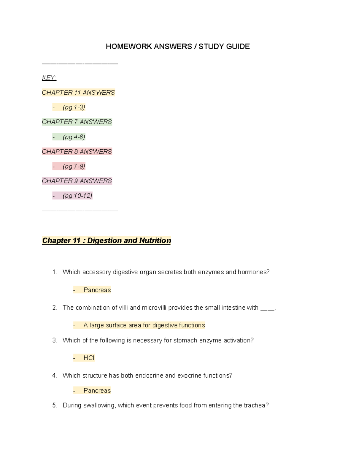 BIO 100 Comprehensive Study Guide: Chapters 7, 8, 9, and 11 Answers ...