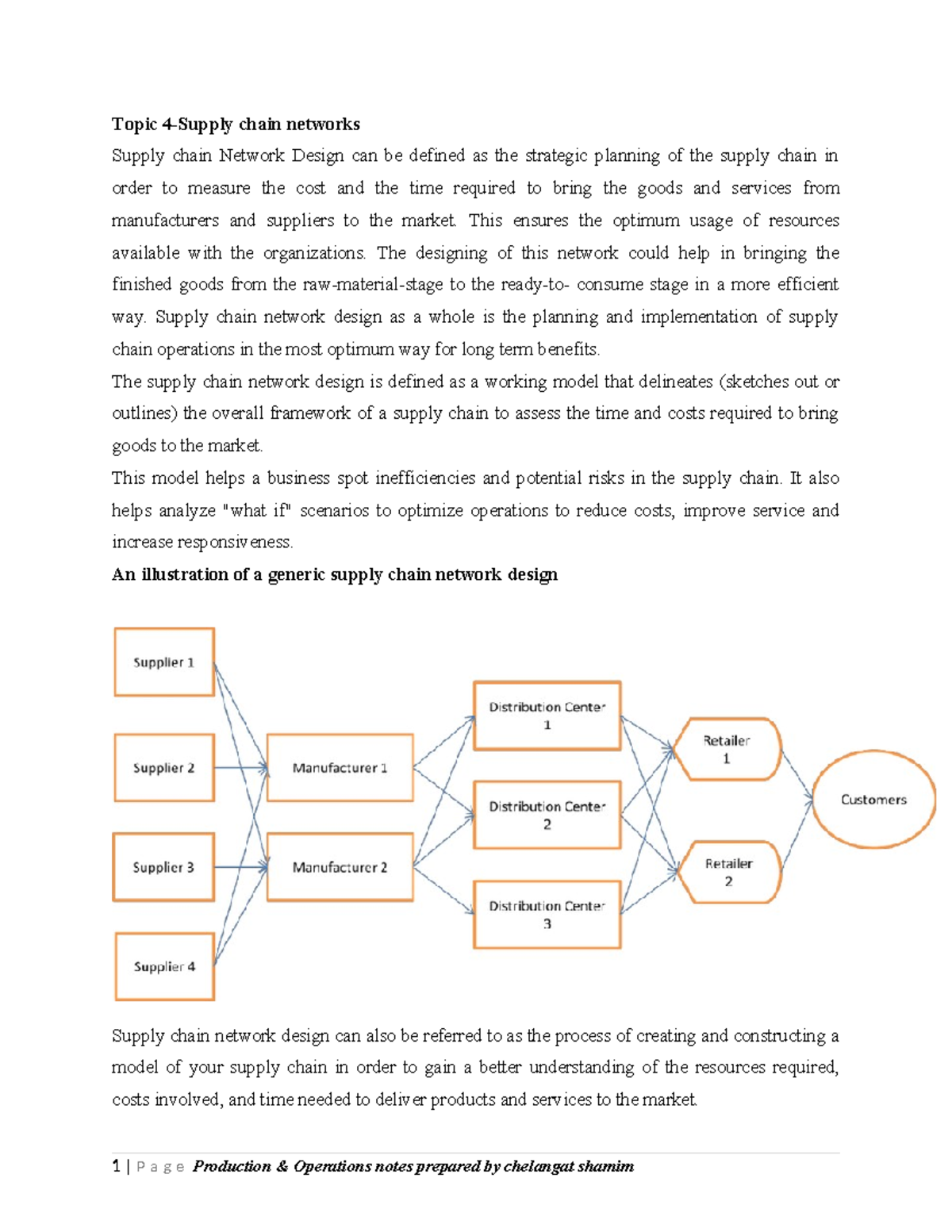 Topic 4: Supply Chain Network Design and Optimization Strategies - Studocu