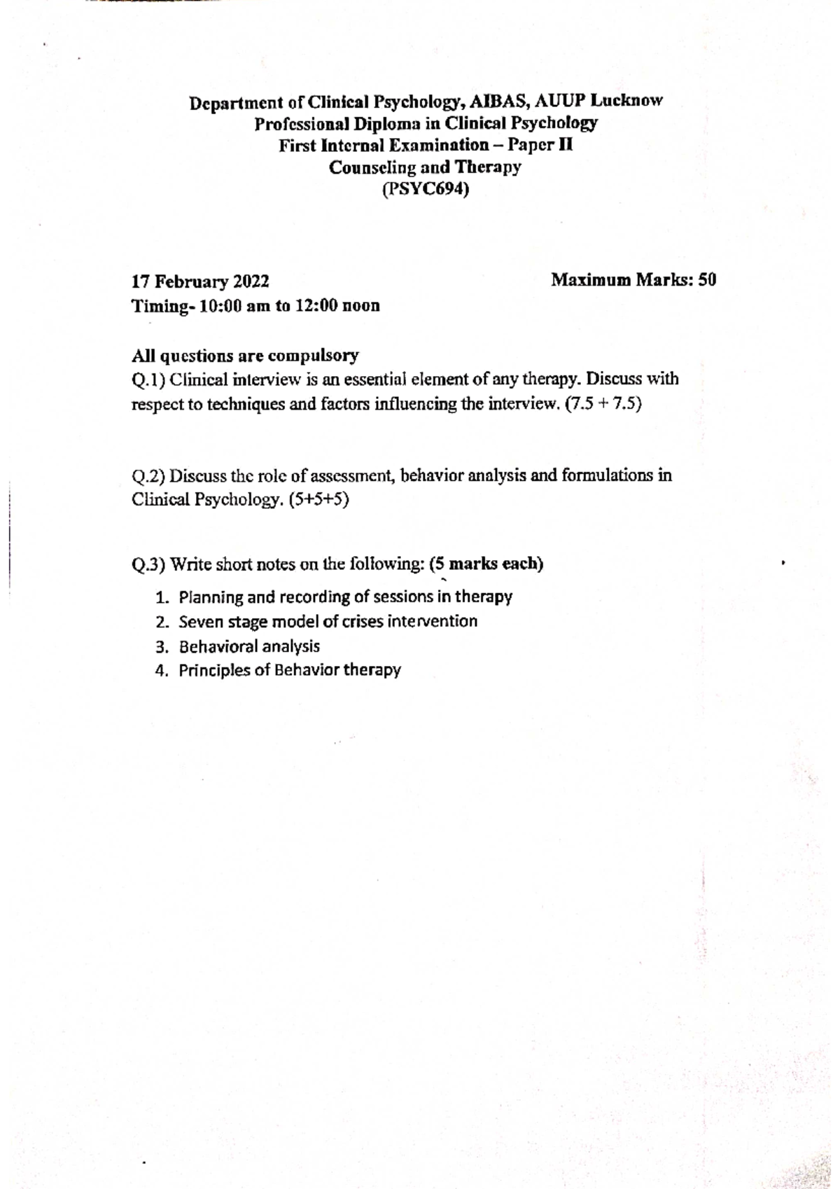 PDCP Internal Paper I - Comprehensive Analysis 2022 - Studocu