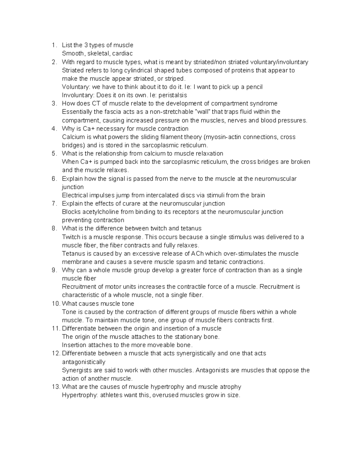 Muscular system - study guide q&a - List the 3 types of muscle Smooth ...
