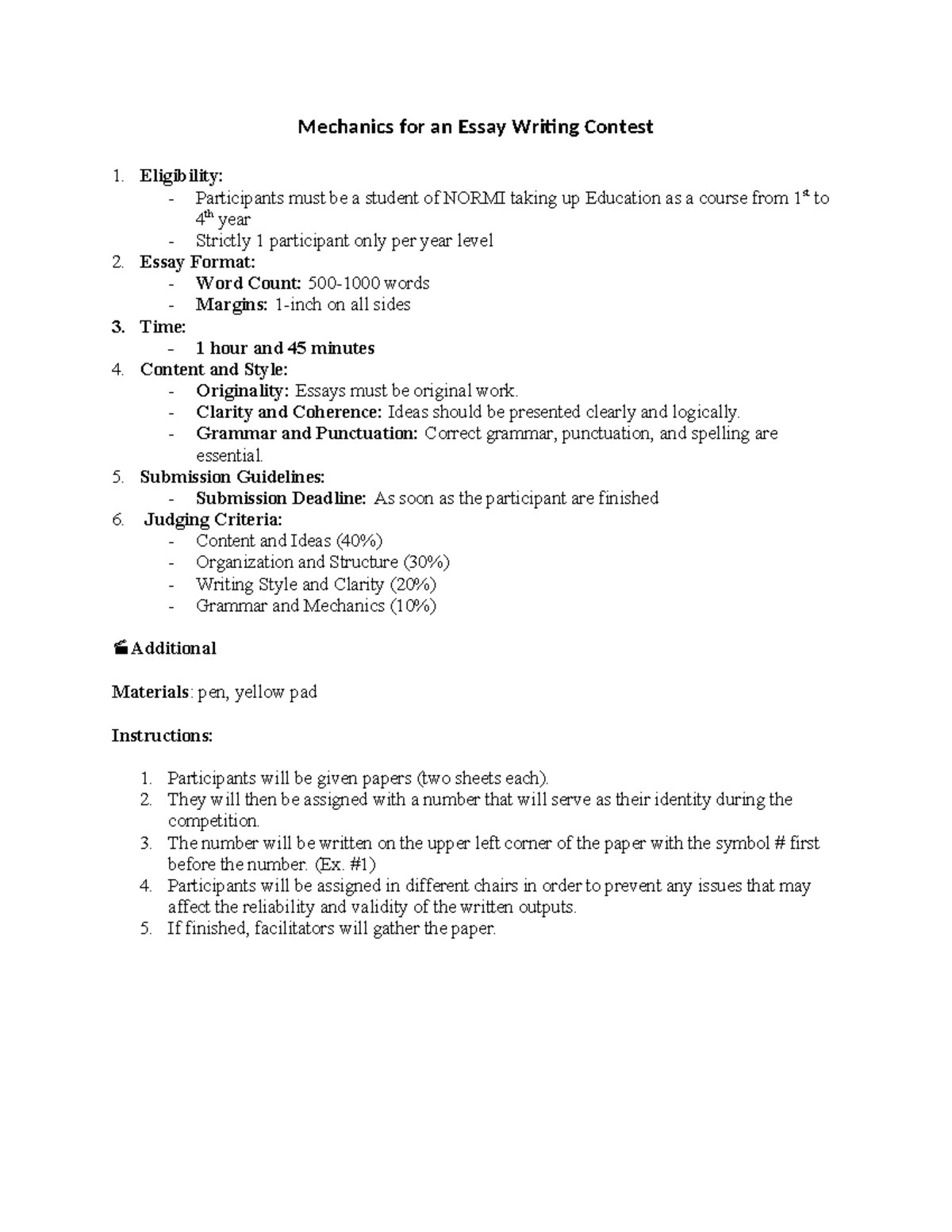 Essay Writing Mechanics FOR CTE DAY - Mechanics for an Essay Writing ...