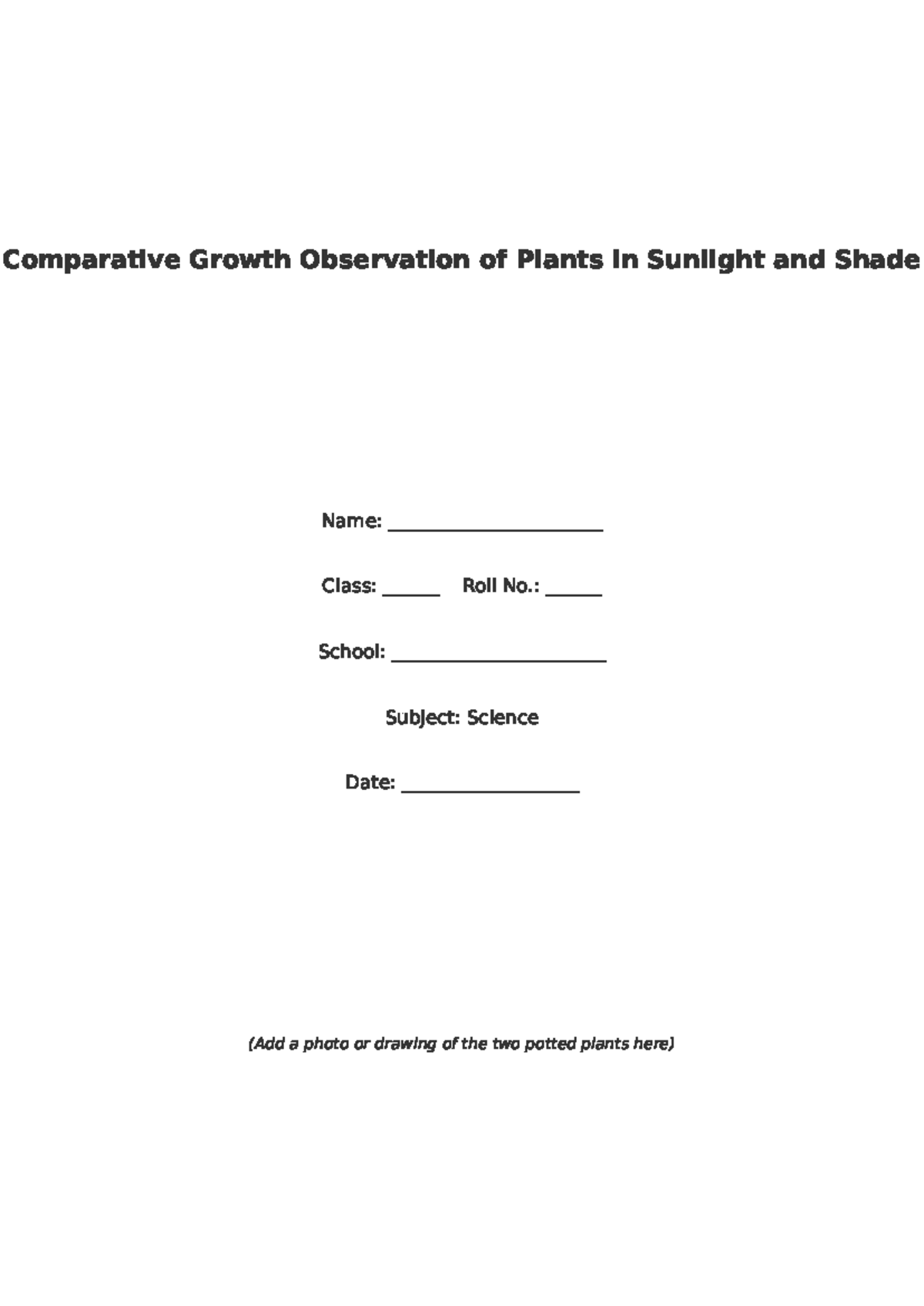 Comparative Growth Study of Plants in Sunlight vs Shade - Science ...