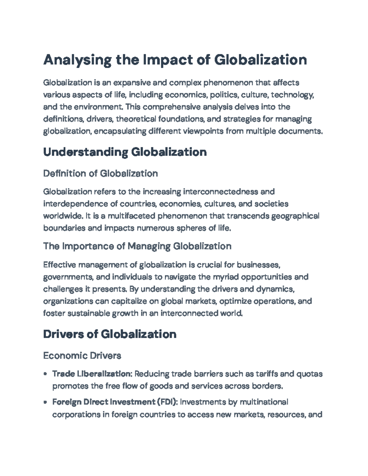 Strategies and Theories for Managing Globalization in Business ...
