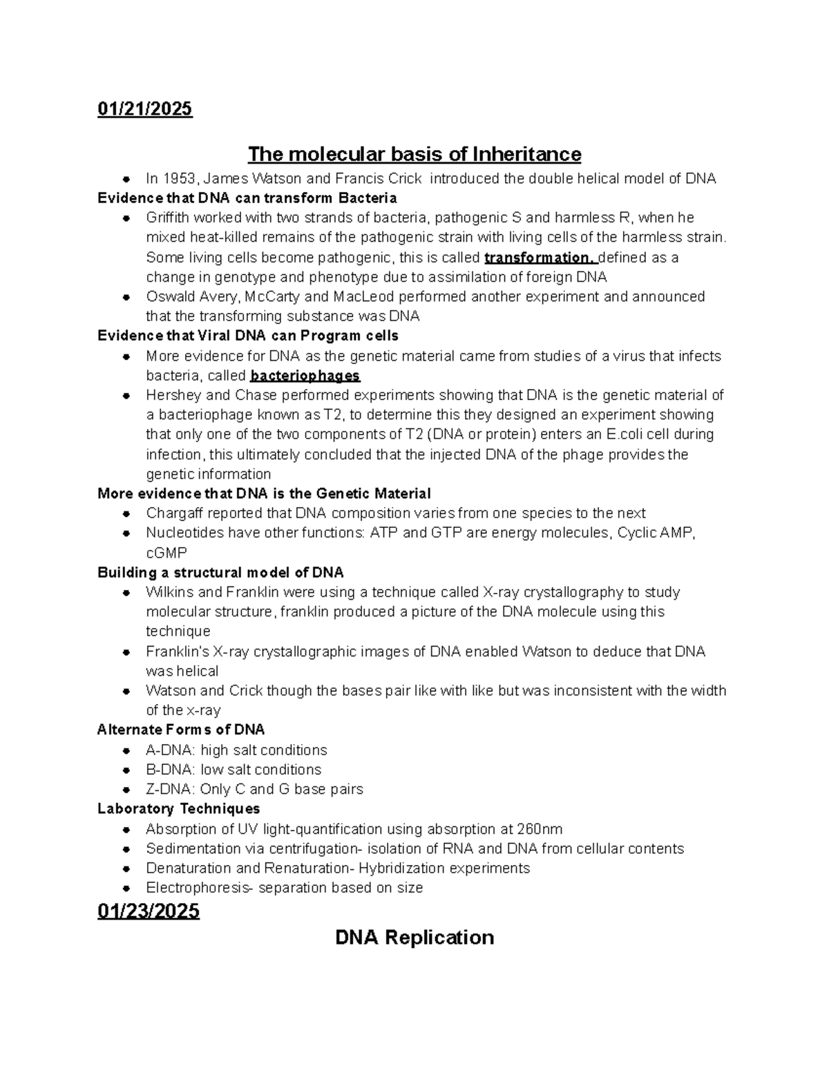Genetics 1: The Molecular Basis of Inheritance and DNA Replication ...