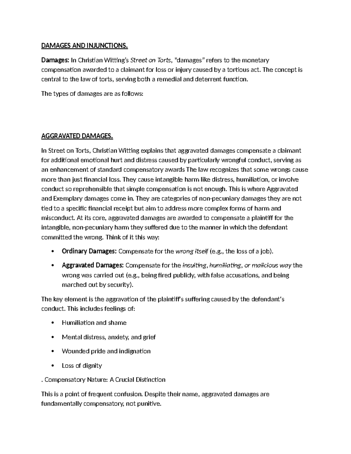 Damages and Injunctions Overview - GRP5 Study Notes - Studocu