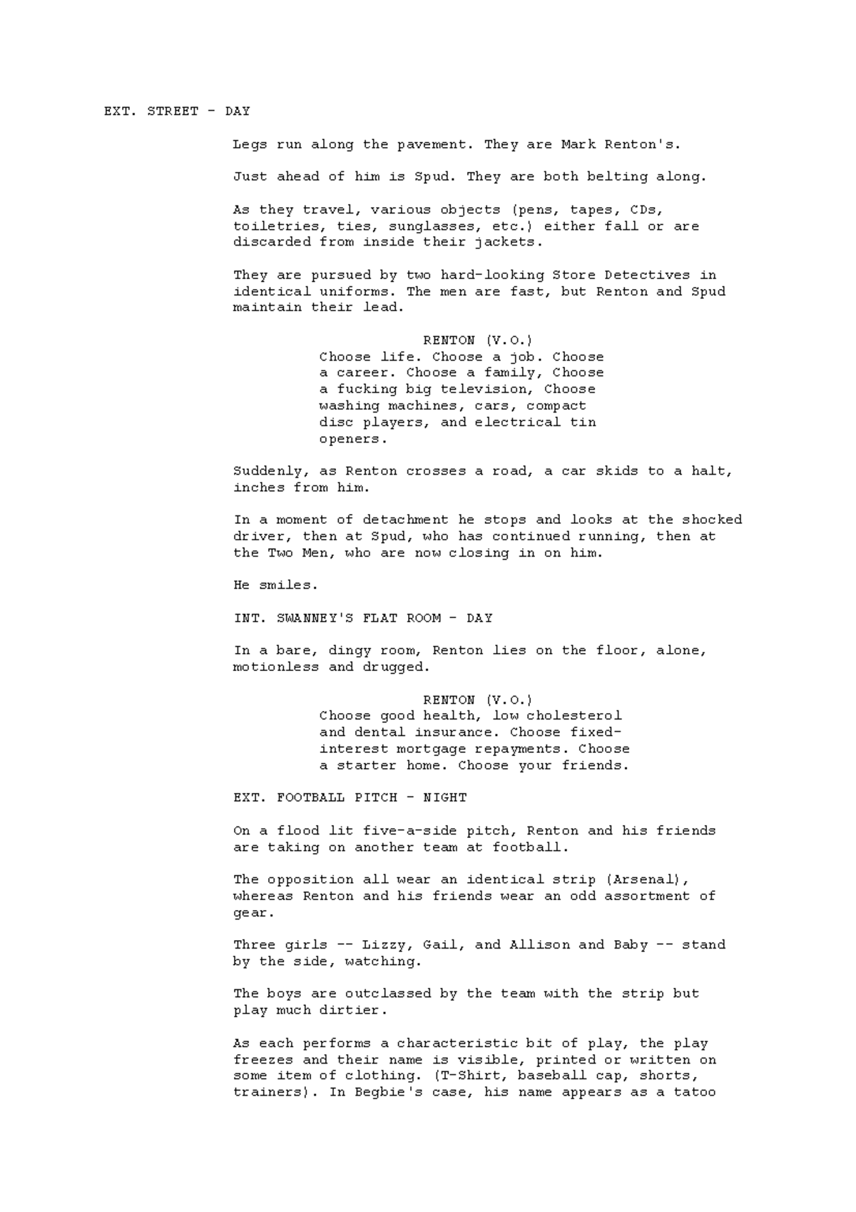 Trainspotting Script Analysis Themes and Character Insights Studocu