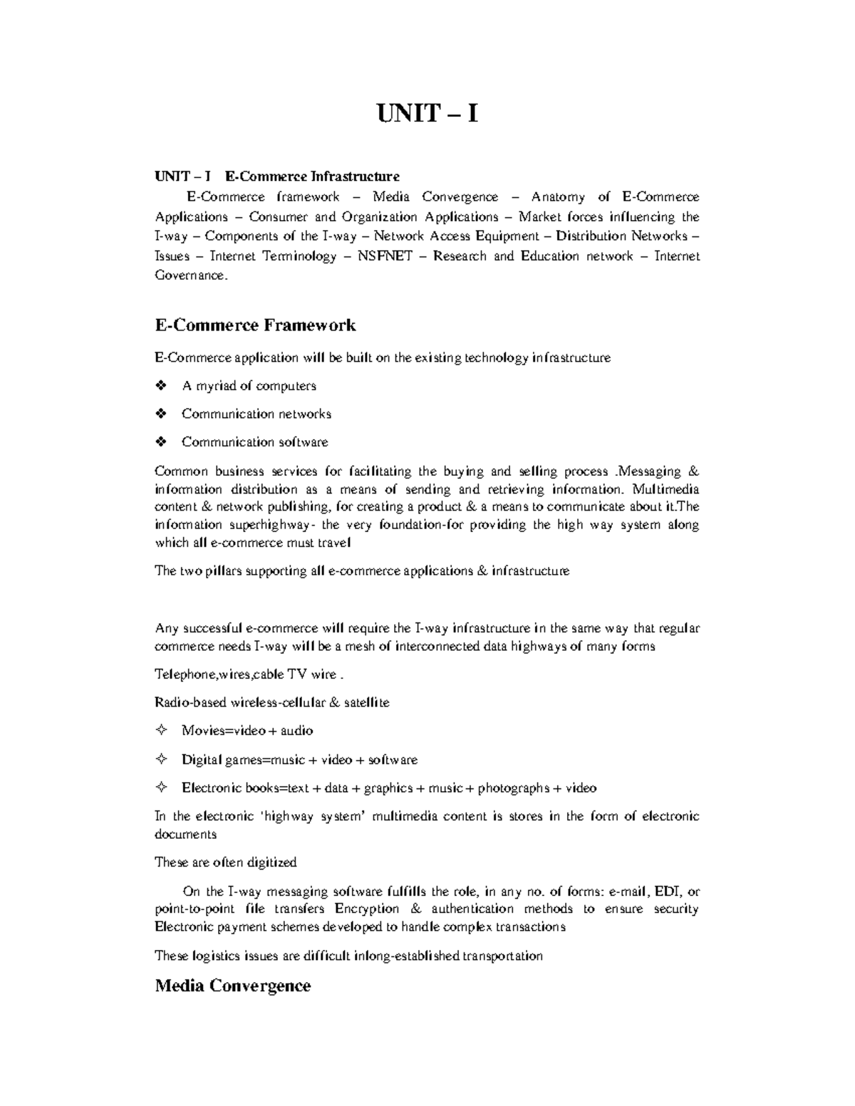 Unit 1: E-Commerce Infrastructure Overview and Applications - Studocu