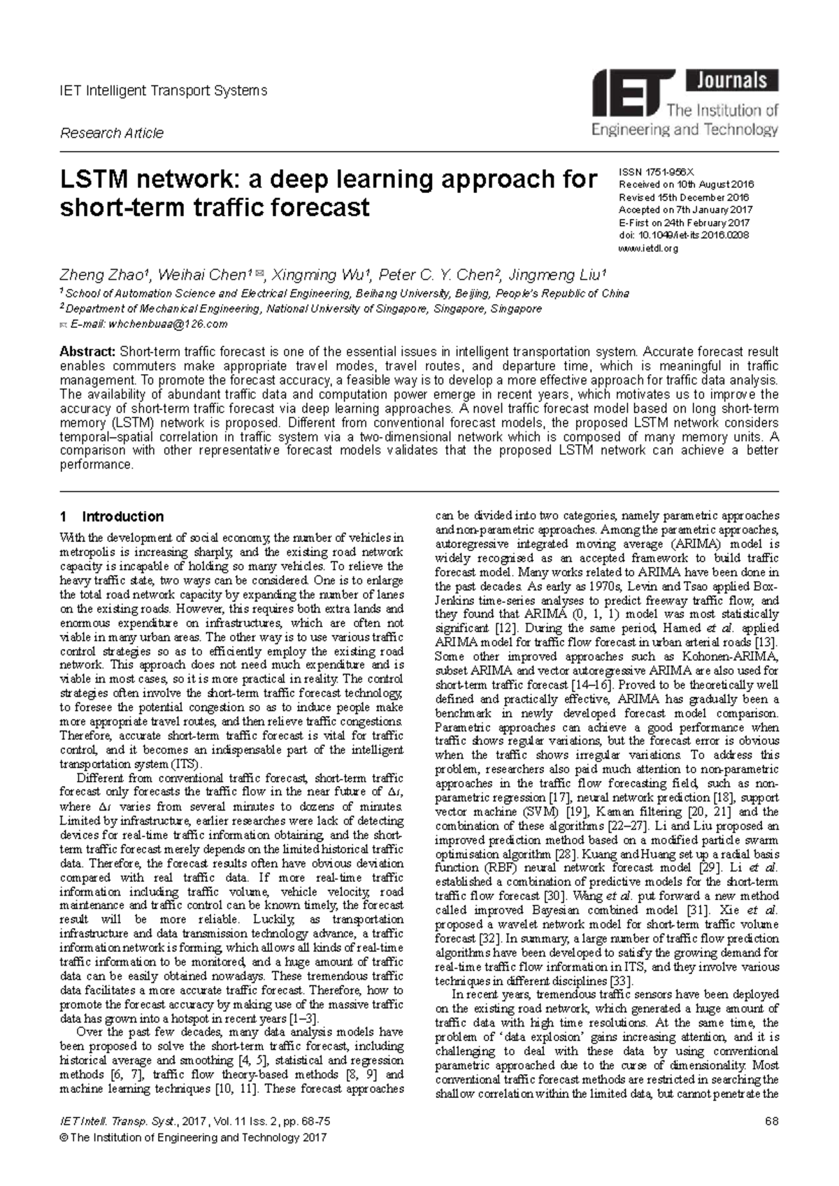 LSTM Network: A Deep Learning Approach for Short-Term Traffic Forecast ...