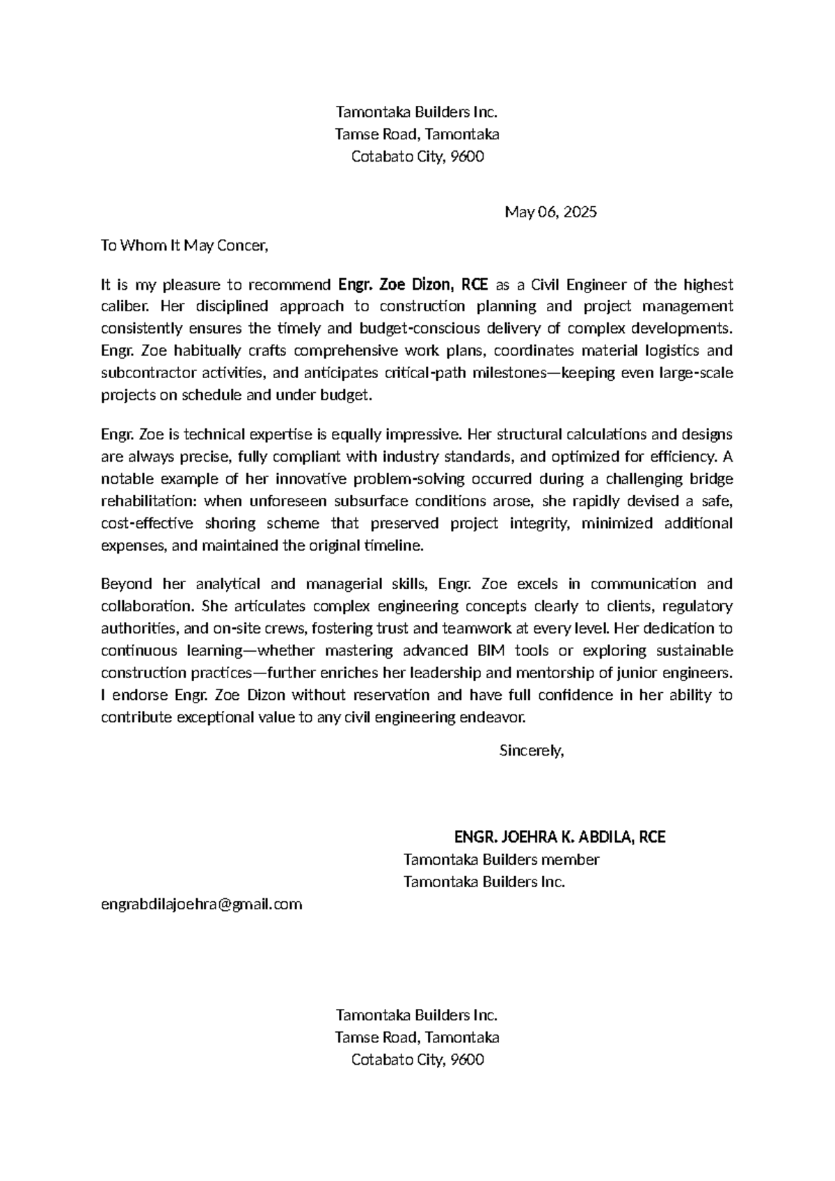Entech Paperworks: Various Letter Formats and Endorsements - Studocu