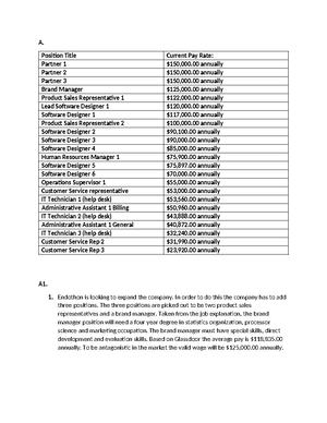 C234 Task 1 - task 1 for workforce planning - REM1: Task 1: Workforce ...