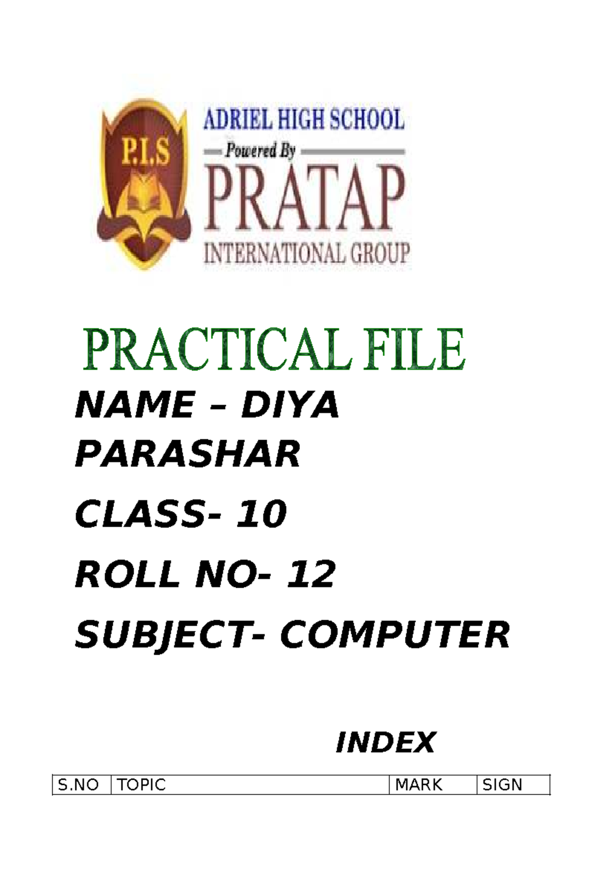 Practical File for Computer Course: HTML Experiments (Roll 12) - Studocu