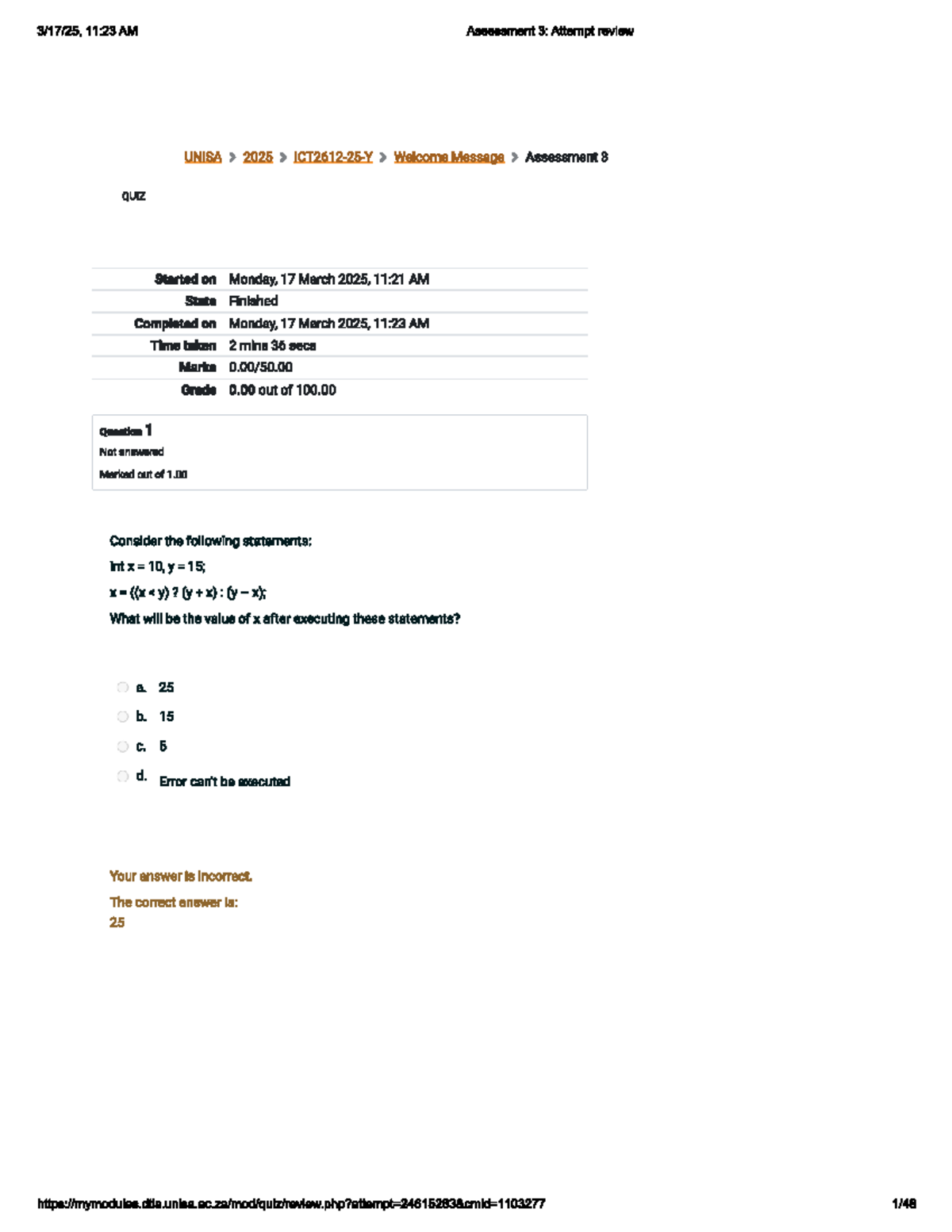 Ict2612 Quiz 9: Questions and Answers Review - Studocu