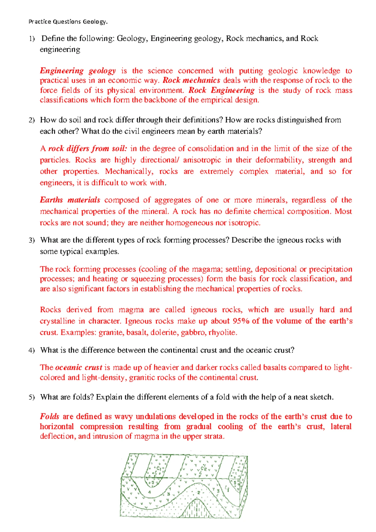 40 Questions - Summary Engineering Geology and Rock Mechanics - Geology ...