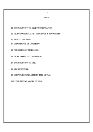 Unit-1 Content - Lecture - 1 Object Oriented System Design Systems ...
