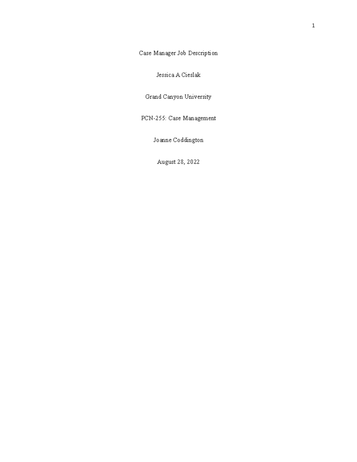 PCN-255 Case Manager Job Description and Education Requirements - Studocu