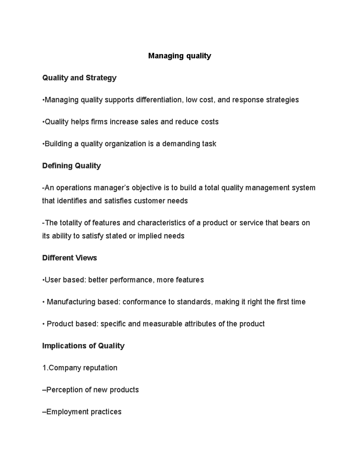 Chapter 6: Operations & Supply Chain Management - Quality Management ...