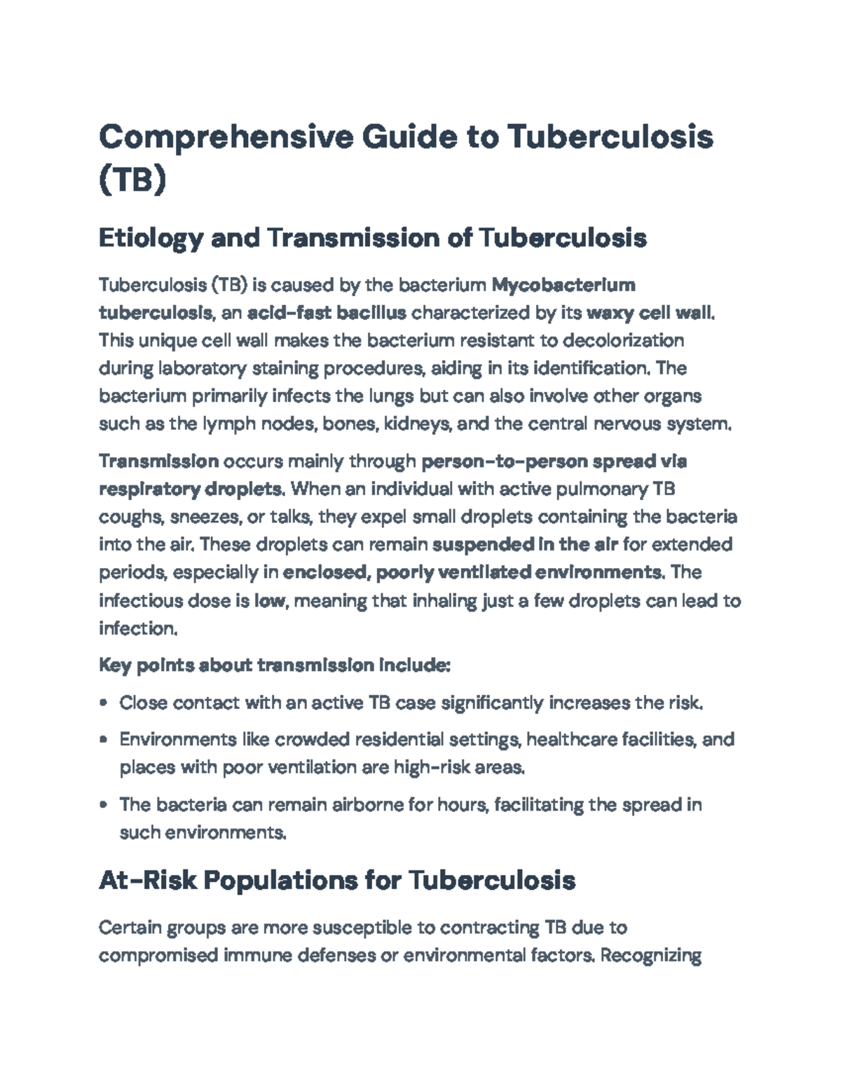 Comprehensive Guide to TB Management: Etiology, Symptoms, and Treatment ...