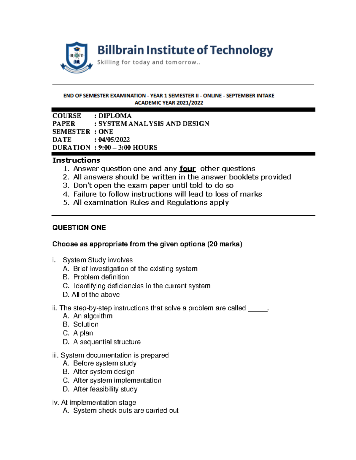 System Analysis AND Design - COURSE : DIPLOMA PAPER : SYSTEM ANALYSIS ...