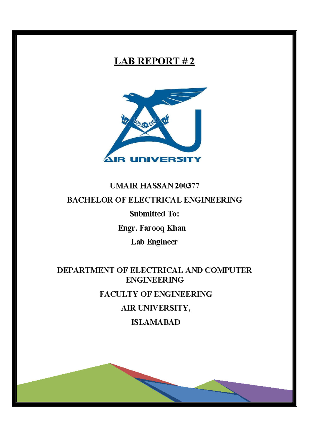 Digital Image Processing Lab Report #2 - Umair Hassan - Air University ...