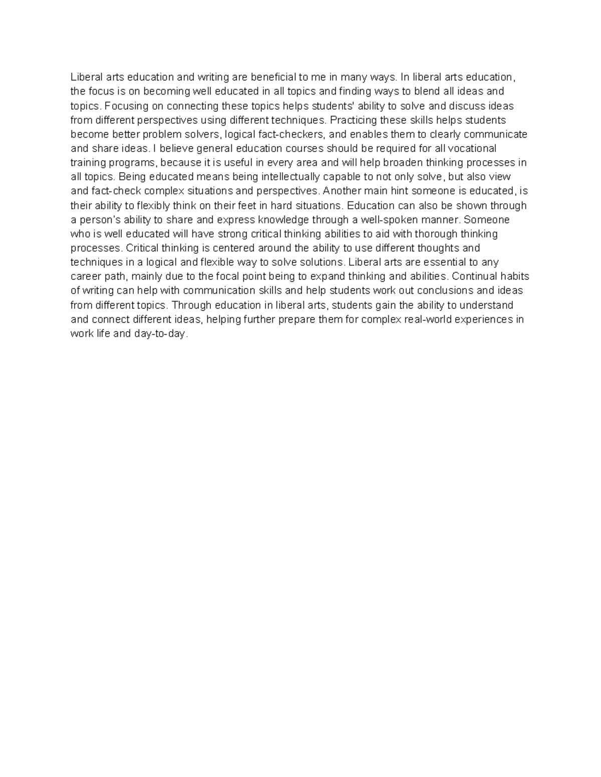 Liberal Arts Reflection: The Value of Education in Problem Solving ...
