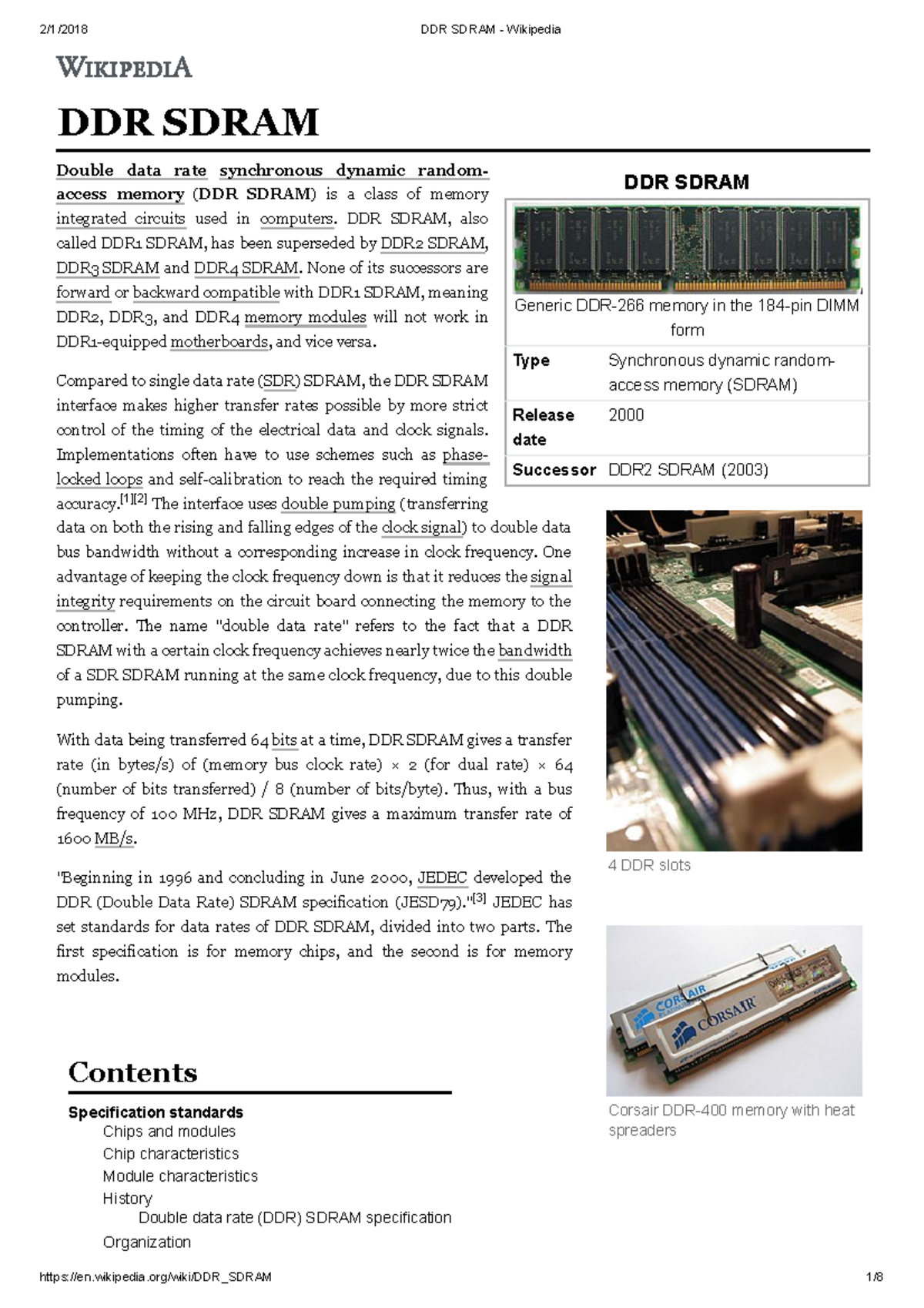DDR Sdram - Wikipedia - retert - DDR SDRAM Generic DDR-266 memory in ...