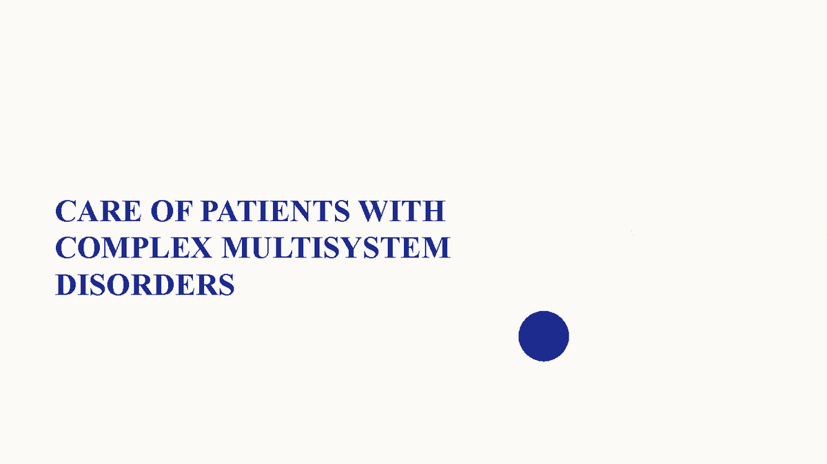 Complex Multisystem Disorders Review: Shock Pathophysiology - Studocu