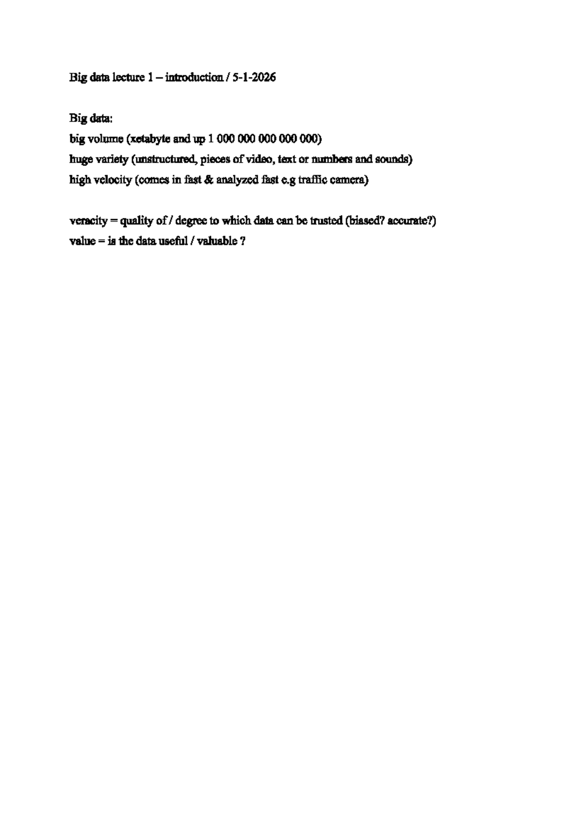 Big Data Lecture 1: Introduction to Key Concepts and Characteristics ...
