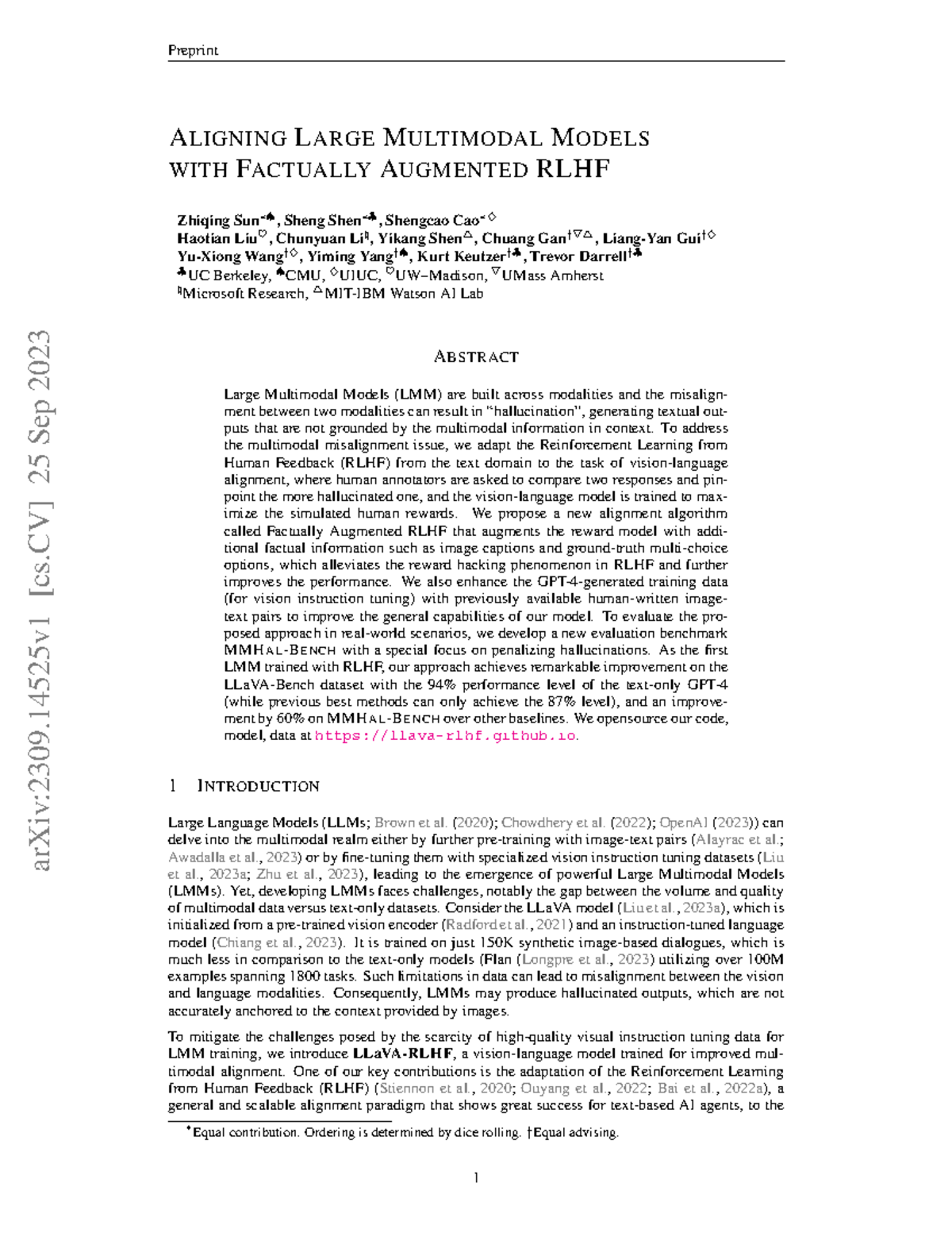 Final Exam: Aligning Large Multimodal Models with Factually Augmented ...