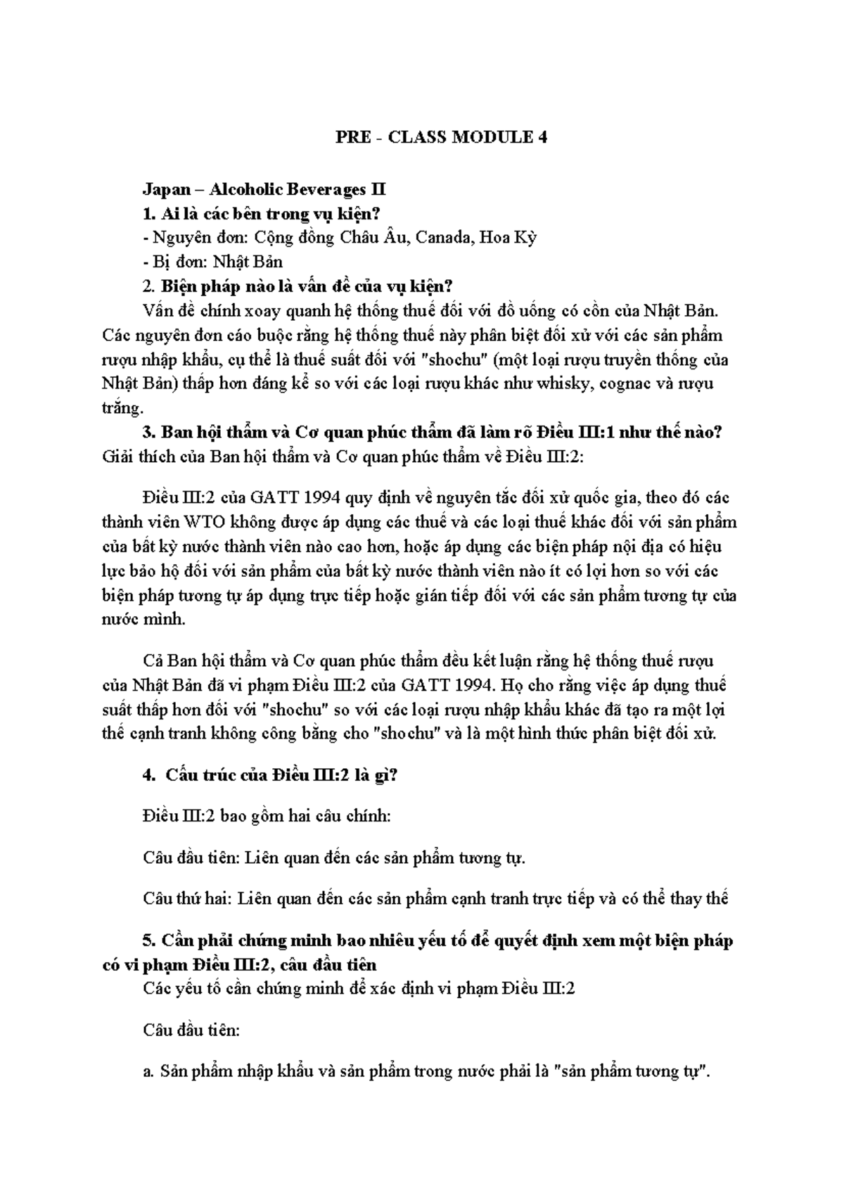 Pre class module 4 - PRE - CLASS MODULE 4 Japan – Alcoholic Beverages ...