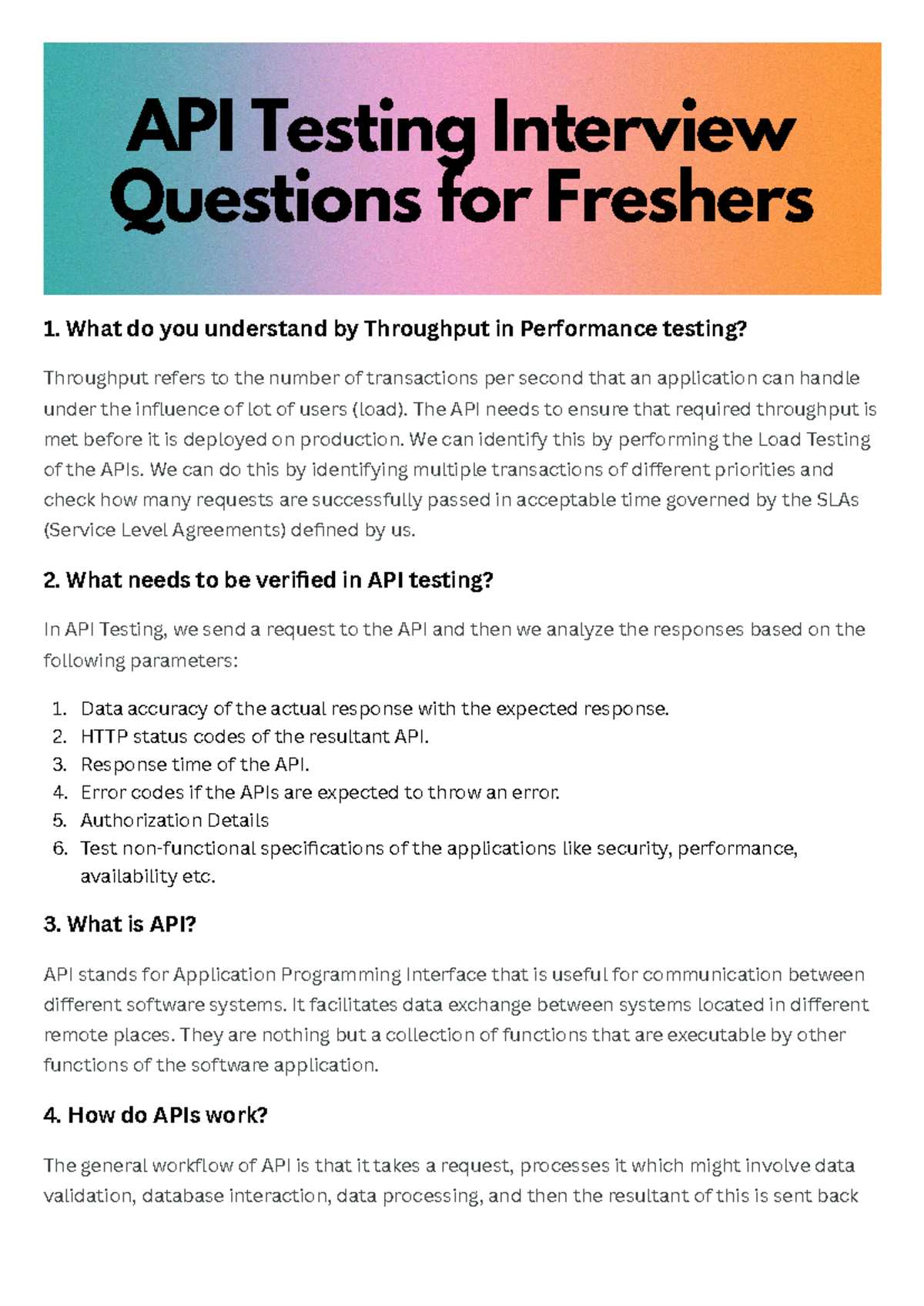 API Testing Interview Questions for Freshers: Key Concepts & Techniques ...