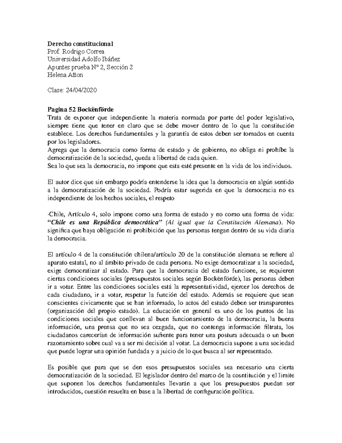 Derecho Constitucional: Apuntes Prueba 2 - Prof. R. Correa - Studocu