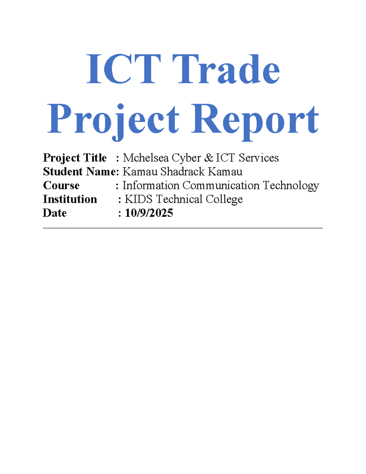 ICT Trade Project Report: SmartConnect Cyber ICT Services - Studocu