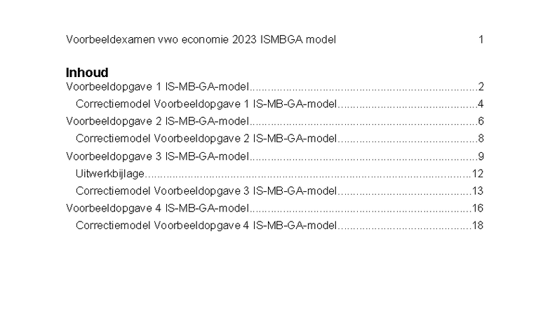 Voorbeeldexamen VWO Economie 2023 ISMBGA Modellen en Correctiemodellen ...