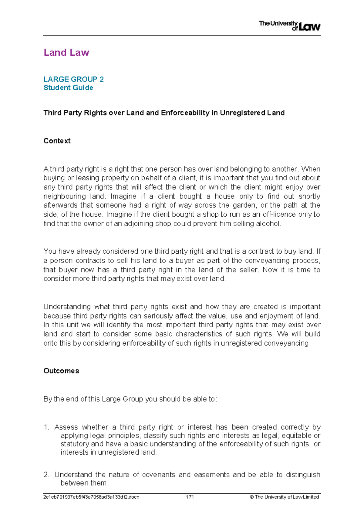 Land Law LARGE GROUP 2: Third Party Rights & Unregistered Land Guide ...