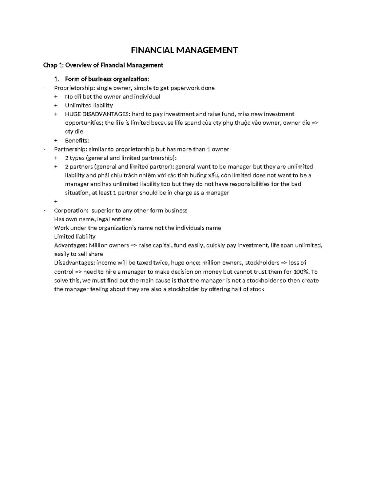 Financial Management - some note in the class - FINANCIAL MANAGEMENT ...