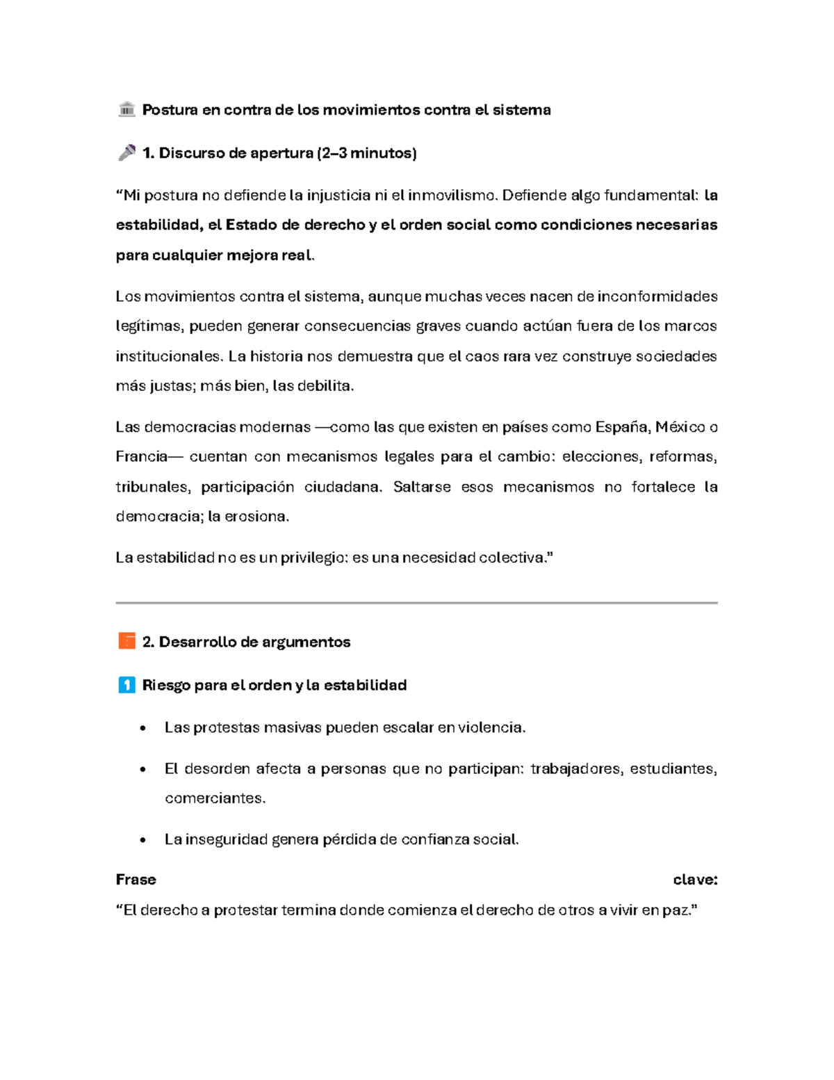 Debate sobre la Estabilidad y el Cambio Institucional en el Sistema 1 ...
