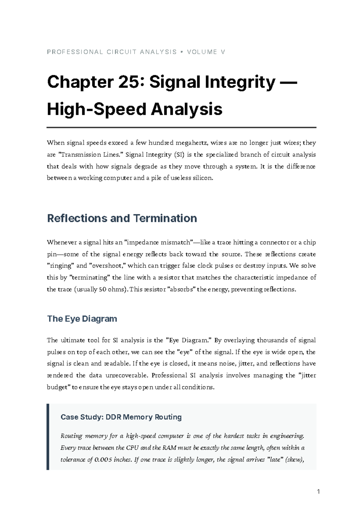PROFESSIONAL CIRCUIT ANALYSIS V (PCA V) Chapter 25: Signal Integrity ...