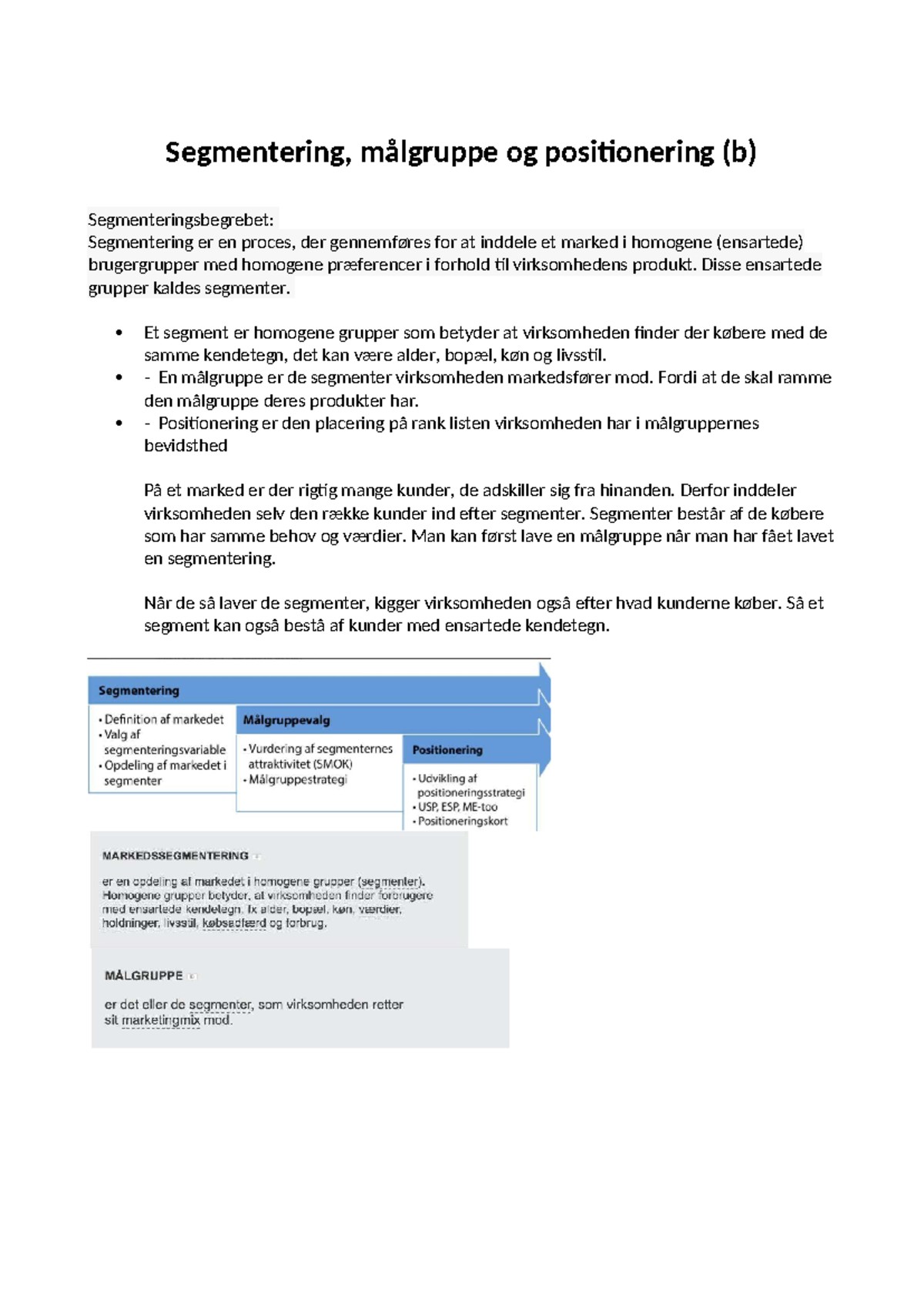 Segmentering, Målgruppe og Positionering - En Analyse (B) - Studocu