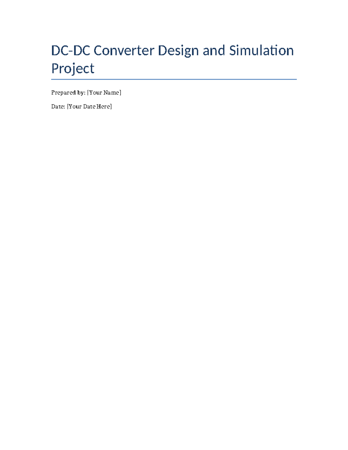 DC-DC Converter Design and Simulation Project Report - Studocu