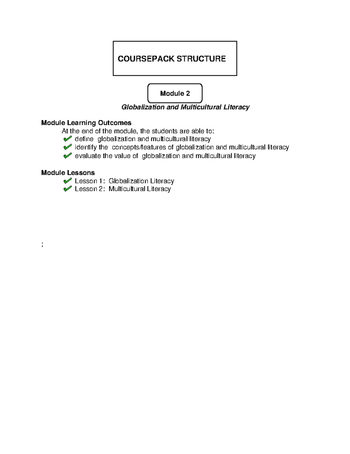 Module 2 Globalization And Multicultural Literacy Lecture Notes Studocu