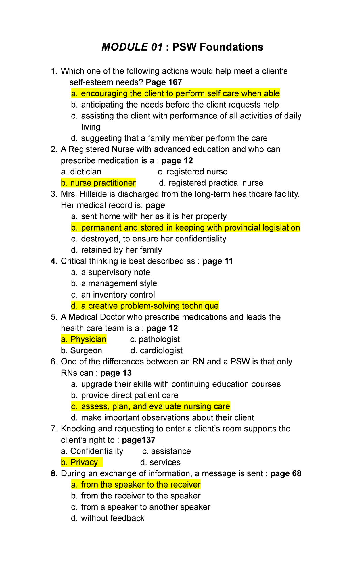 PSW 01: Foundations Review Questions and Answers - Studocu