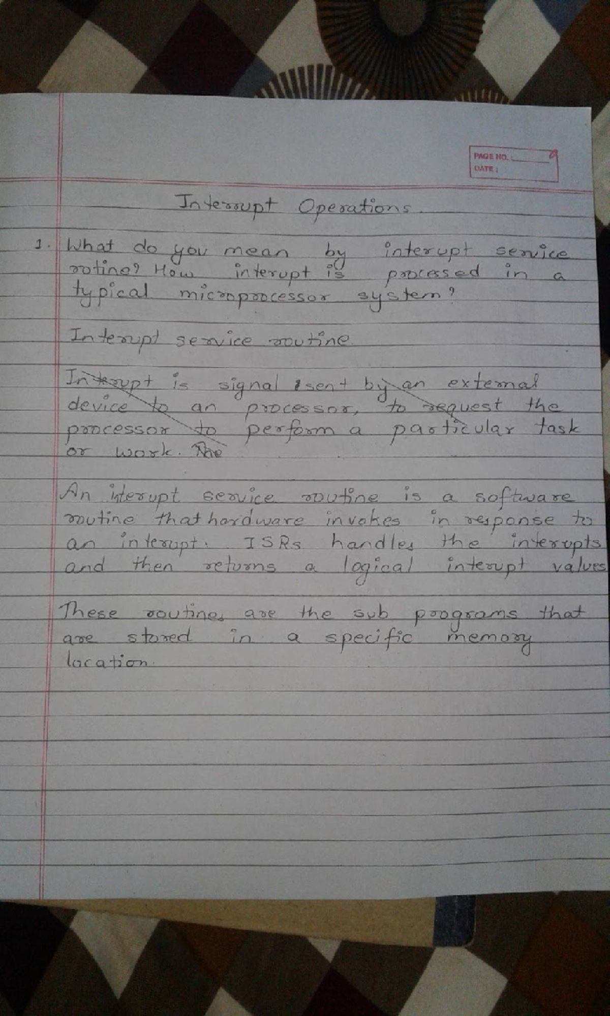 Solution of Interrupt Operation - PAGE NO. : DATE: Interrupt Operations ...