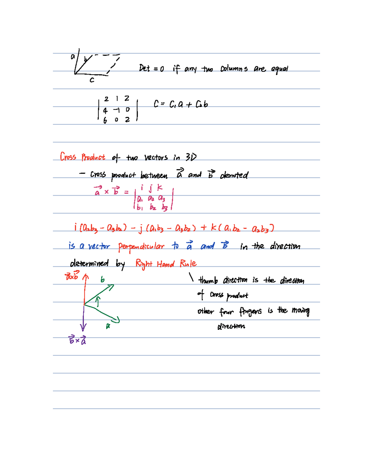 Cross Product of 3D Vectors - C212 Lecture Notes - Studocu