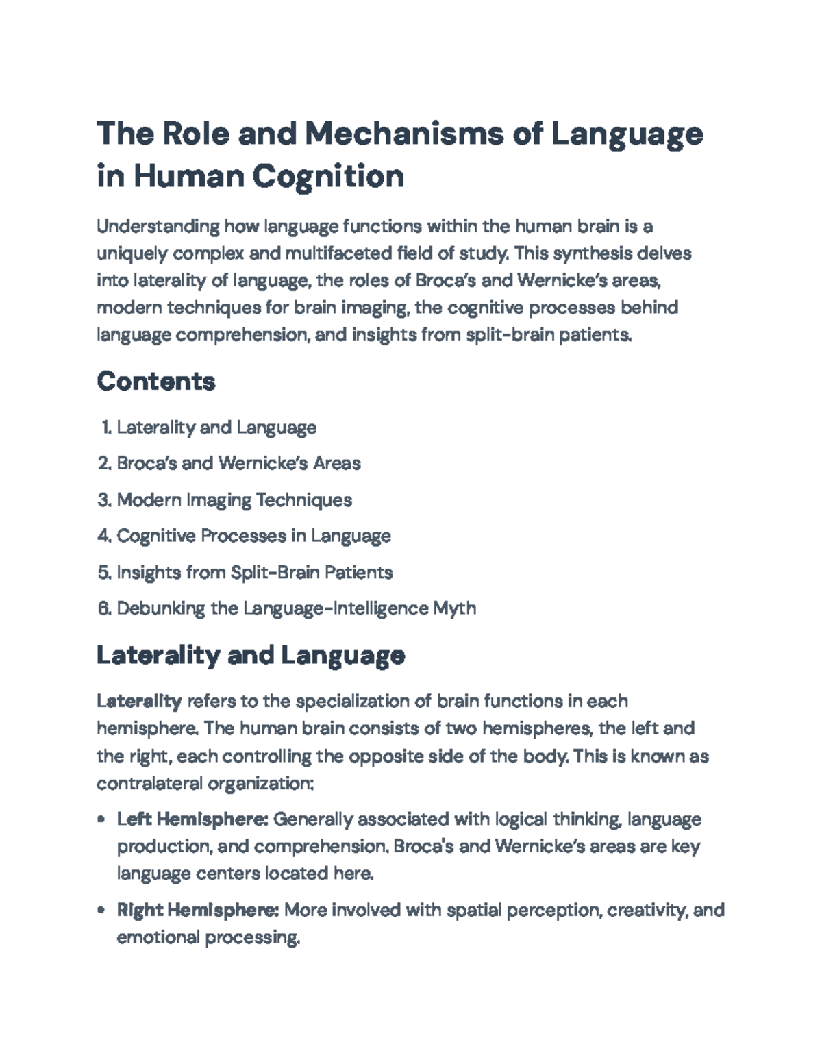 The Role and Mechanisms of Language in Human Cognition (PSY101) - The ...