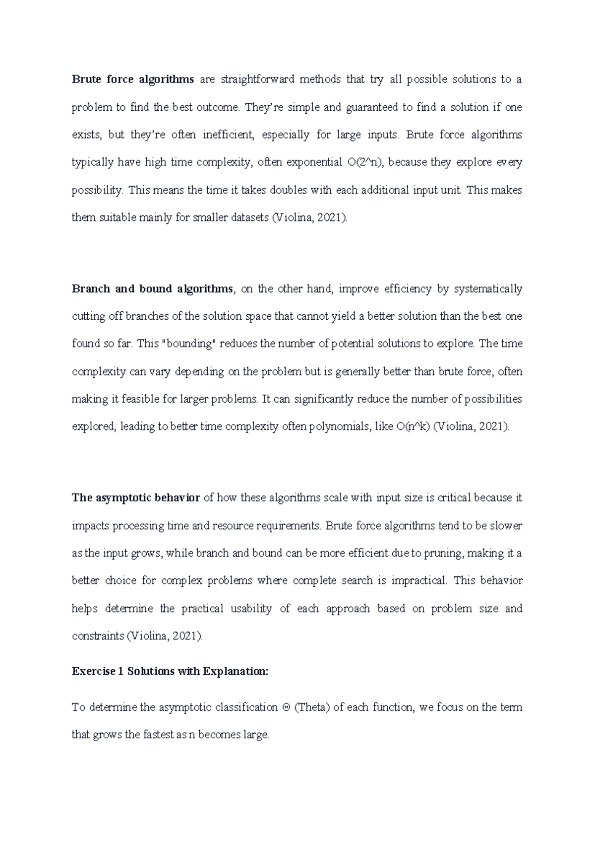 Discussion Assignment Unit 1 - Brute force algorithms are ...