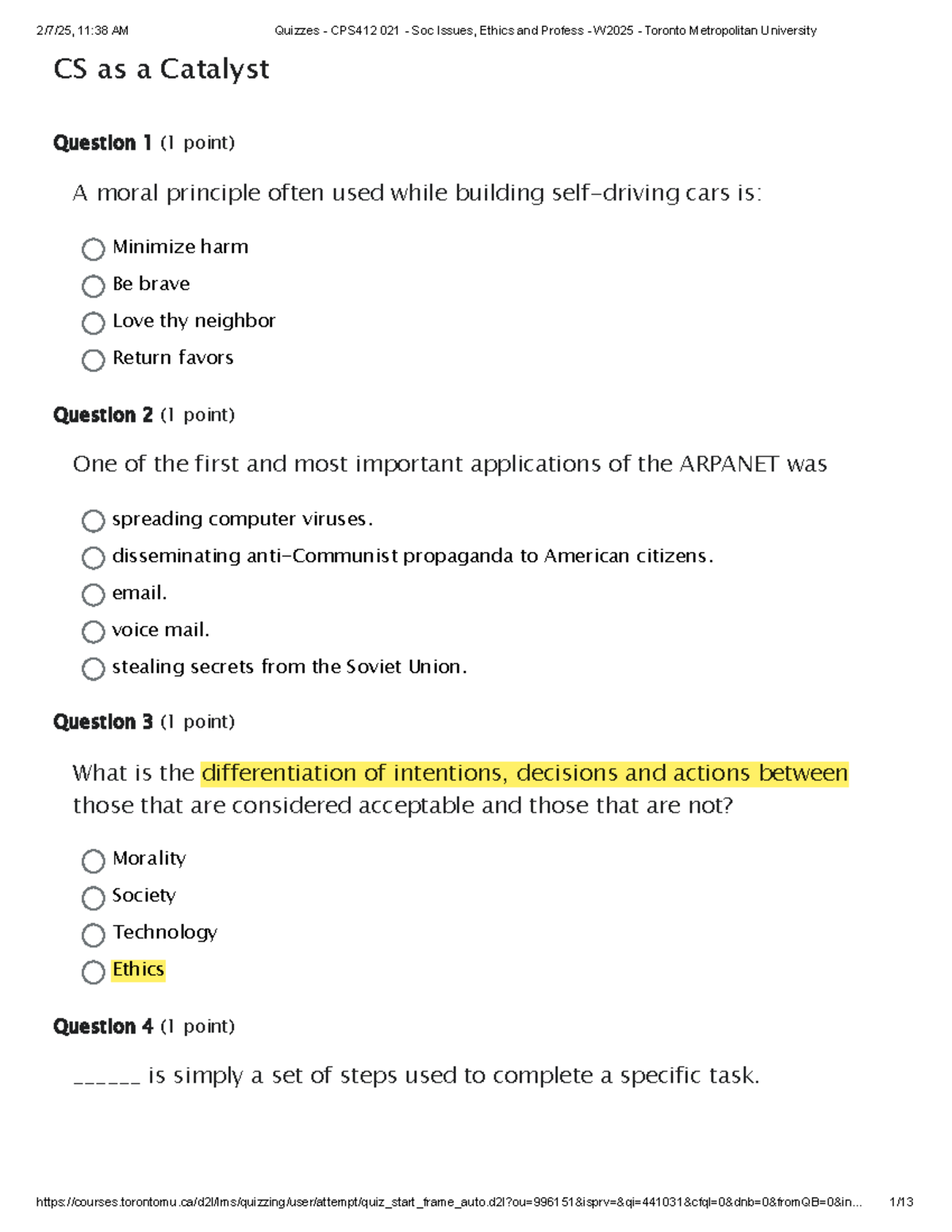 Cs as a Catalyst - Midterm Sample Test for CPS 412 with Key Questions ...