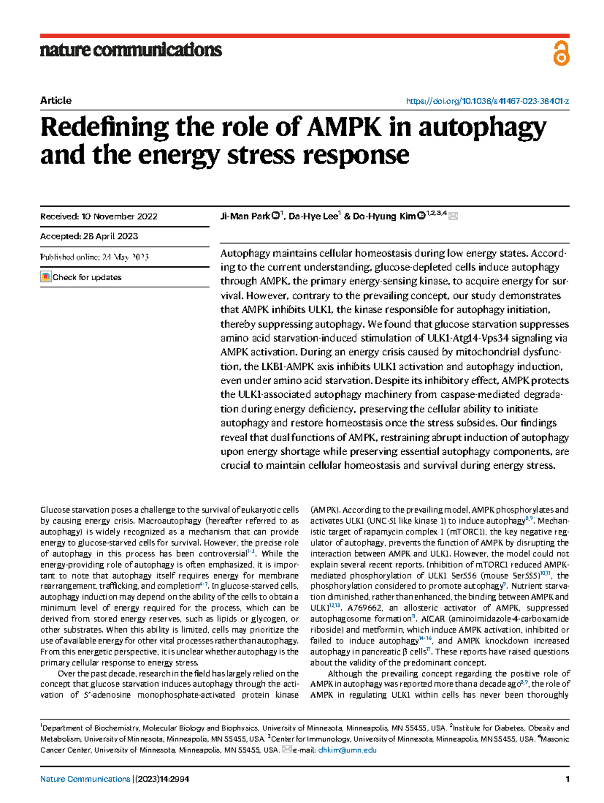 AMPK y autofagia - Redefining the role of AMPK in autophagy and the ...