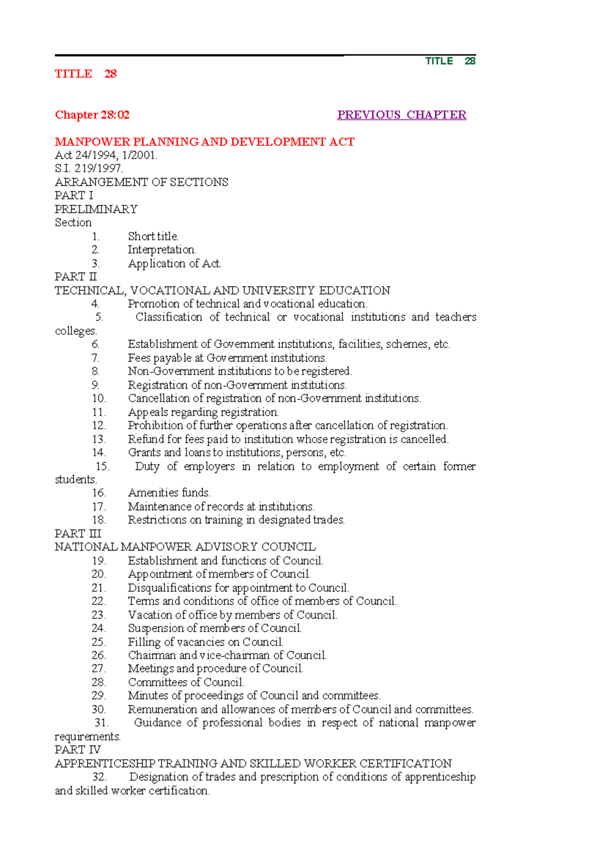 Zimbabwe Manpower Planning and Development Act: Complete Overview - Studocu