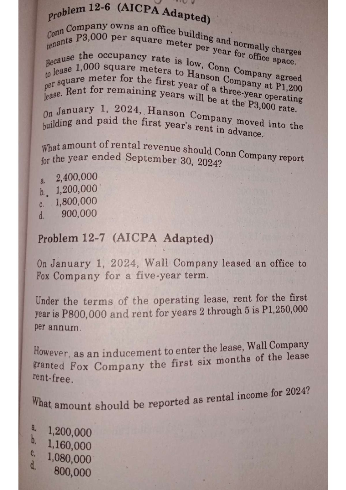 Int Acc - Practice Problems on Rental Revenue Recognition - Studocu